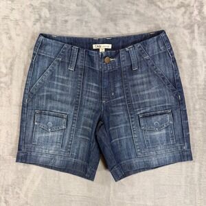 CAbi Jeans Cargo Denim Shorts Women's Size 4 Dark Blue Bermuda Shorts